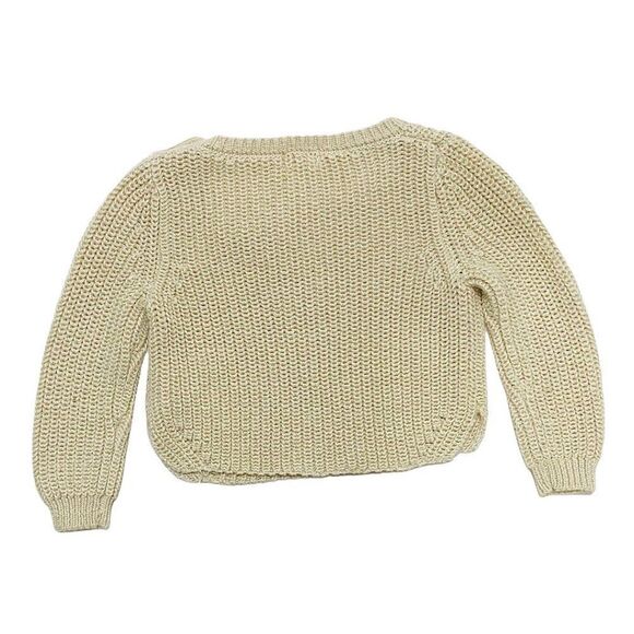 SPARKLY Gold Knit Creme Boxy Cut Sweater - Picture 3 of 3